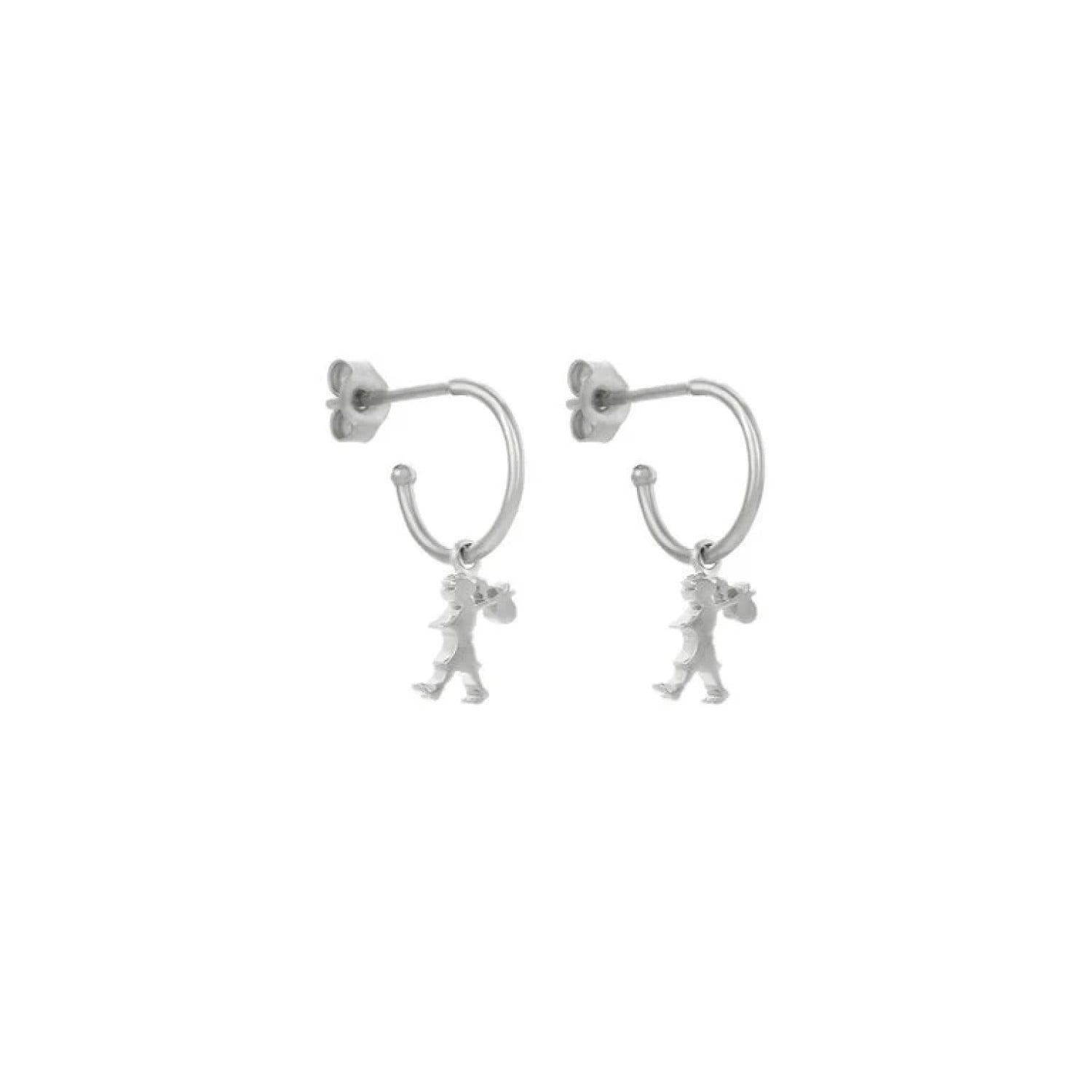 Karen Walker Sterling Silver Runaway Girl Hoop Earrings Karen Walker Runaway Girl Hoop Earrings in sterling silver with dangling signature charm