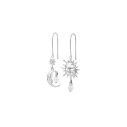Karen Walker Sun & Moon Earrings with 2x 5mm Teardrop Fresh Water Pearls