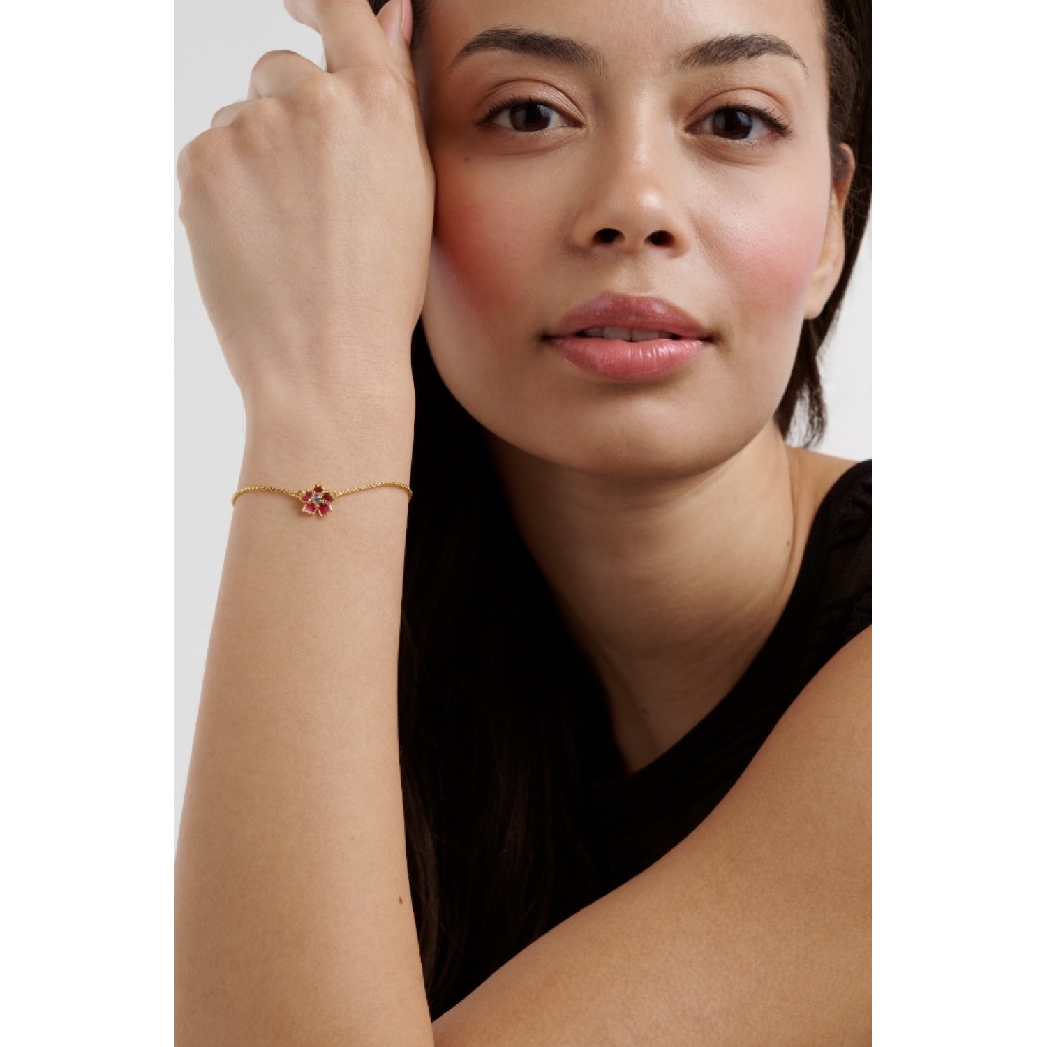 PETIAL: Painted Flower Adjustable Bracelet TBJ3646-02-457 – PETIAL: Painted Flower Adjustable Bracelet TBJ3646-02-457 by