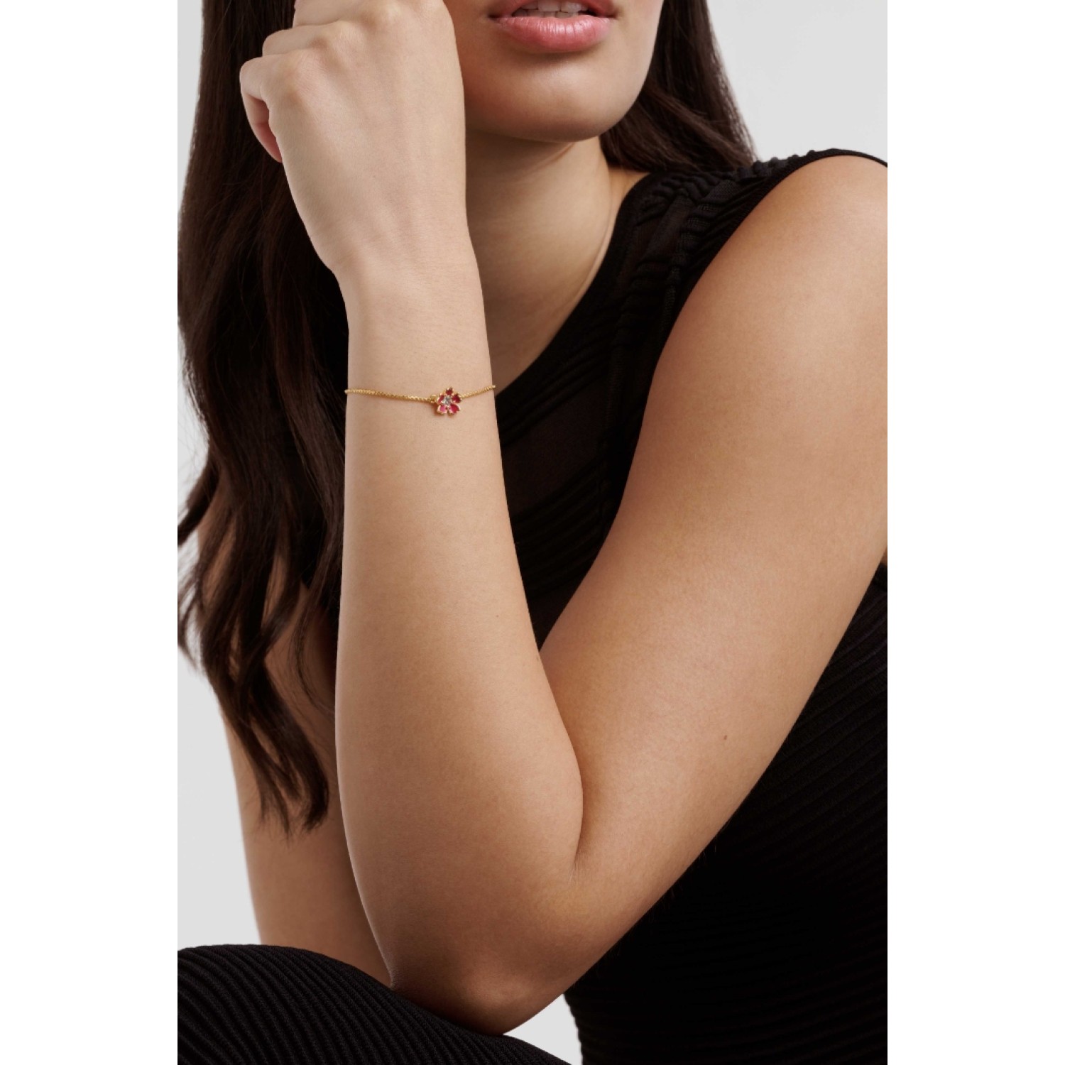 PETIAL: Painted Flower Adjustable Bracelet TBJ3646-02-457 – PETIAL: Painted Flower Adjustable Bracelet TBJ3646-02-457 by