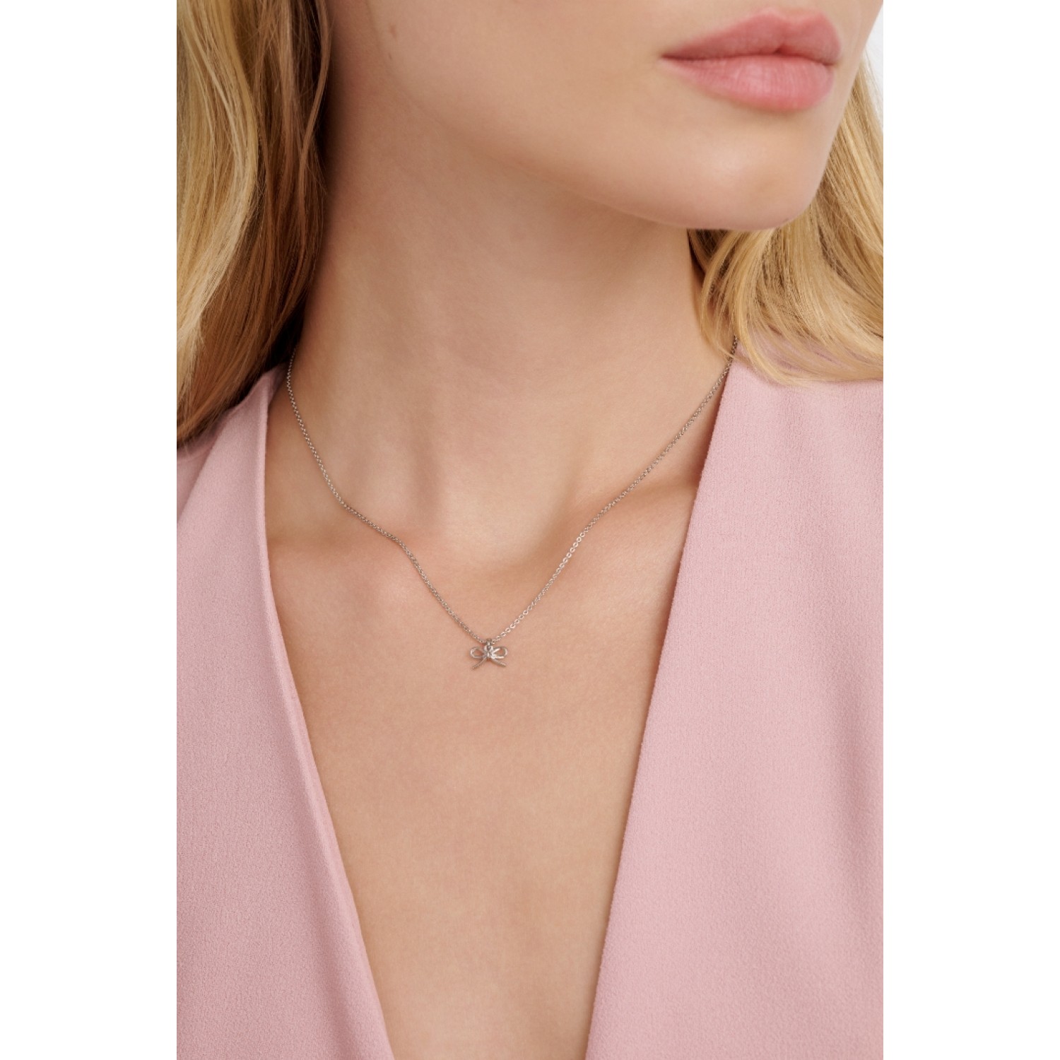 BLAIRE: Mini Metal Bow Pendant Necklace TBJ4156-01-03 by