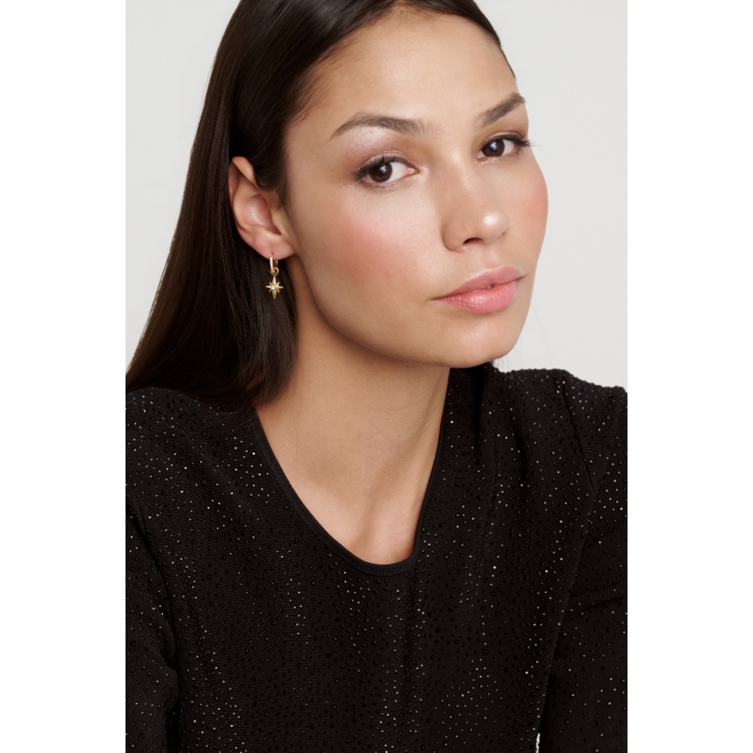 SINA: Star Charm Crystal Huggie Earrings TBJ4267-02-02 SINA: Star Charm Crystal Huggie Earrings TBJ4267-02-02 by