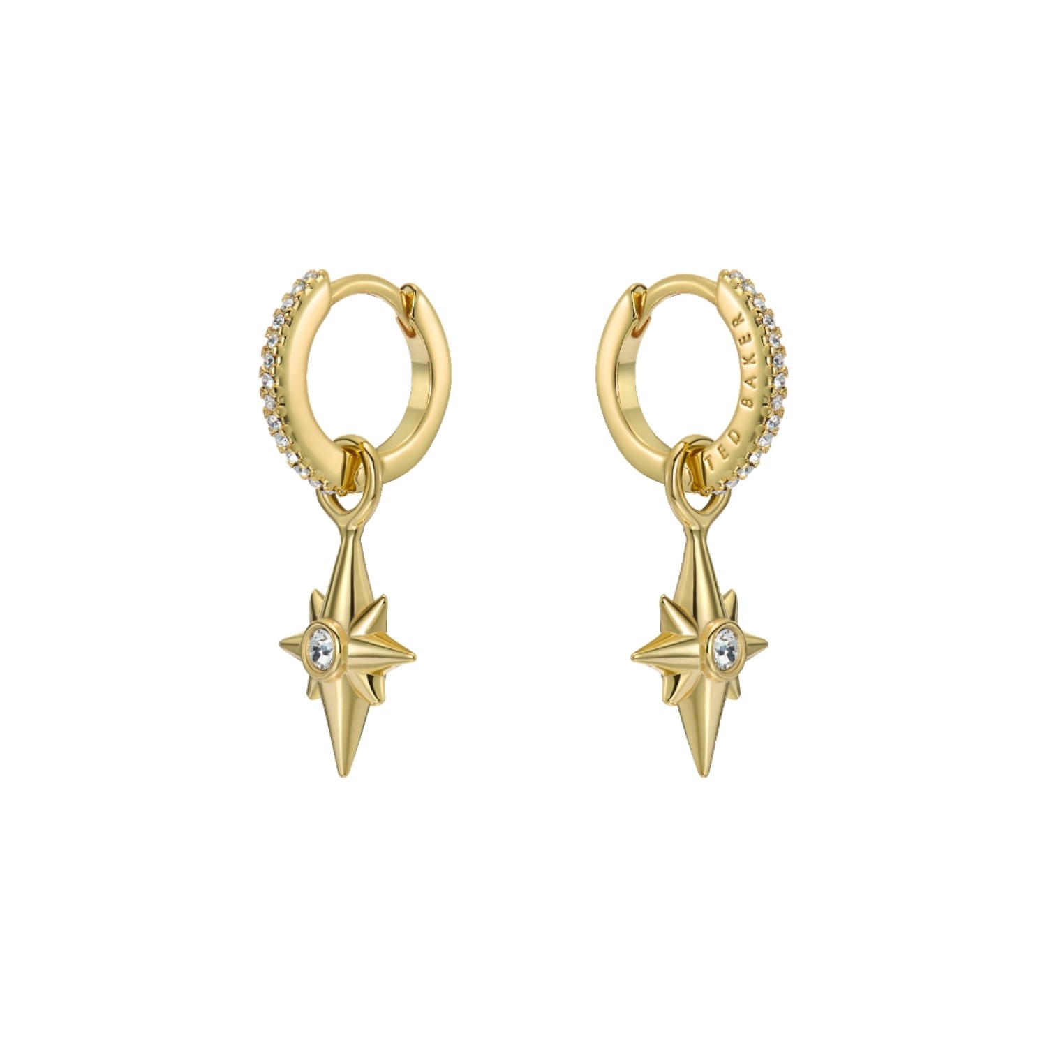 SINA: Star Charm Crystal Huggie Earrings TBJ4267-02-02 SINA: Star Charm Crystal Huggie Earrings TBJ4267-02-02 by