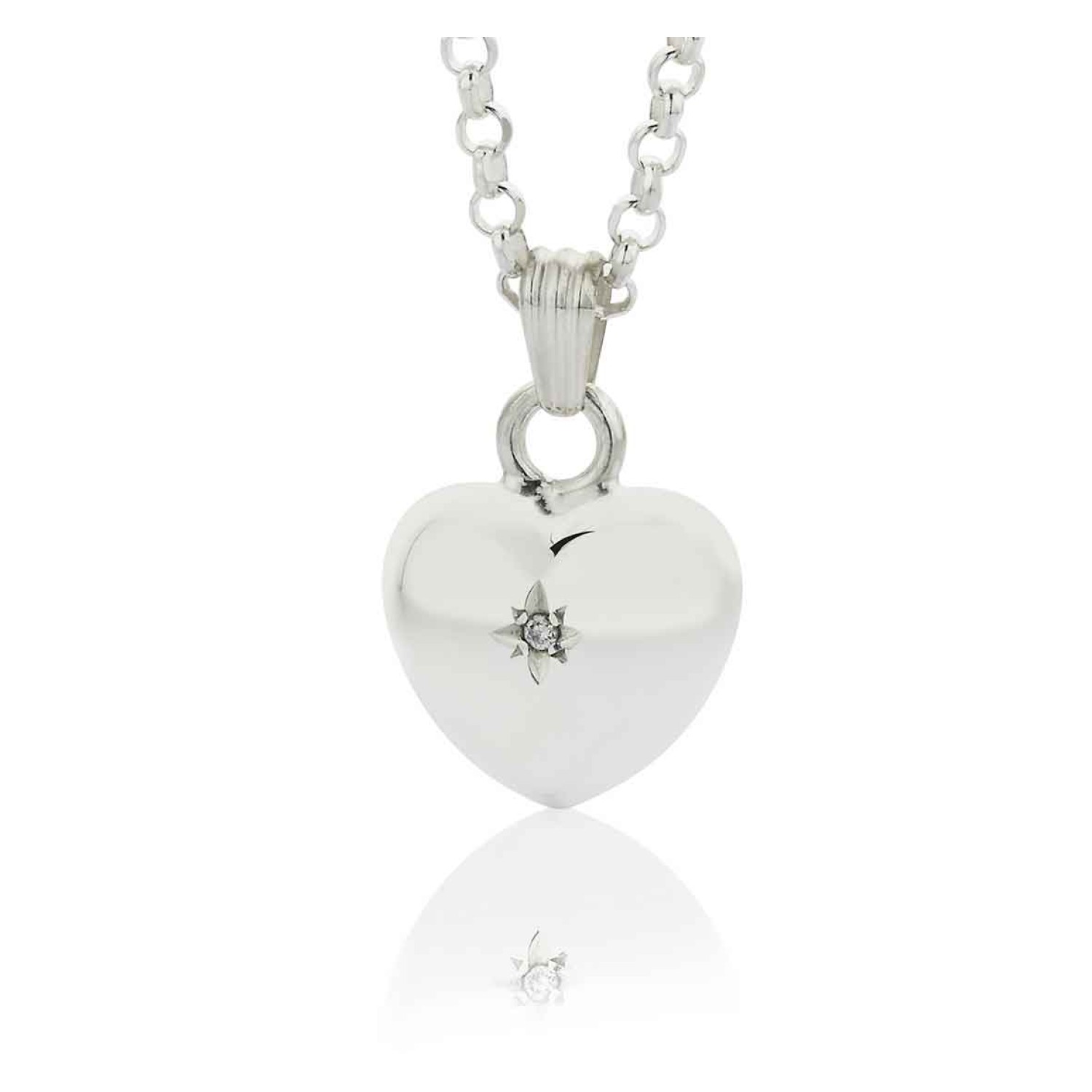 Sterling Silver Italian Diamond Heart Pendant. A sterling silver puff heart pendant set with a cubic zirconiaSupplied with Pendant chain 45cm Oxipay is simply the easier way to pay - use Oxipay and well spread your payment up to a maximum of $1500 over 4 